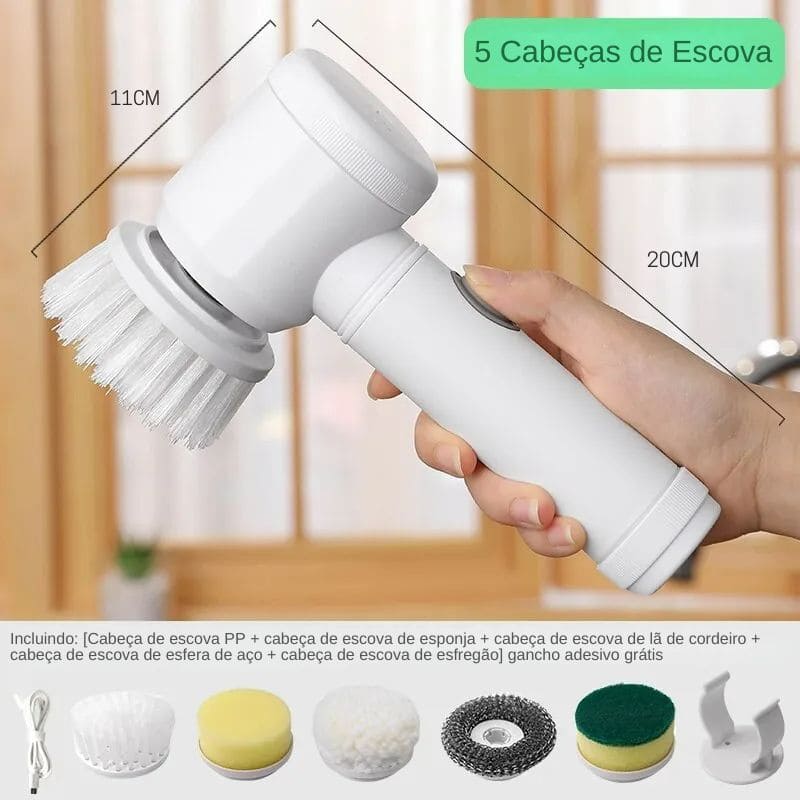 Escova de Limpeza Elétrica Multiuso Rotativa 5 em 1