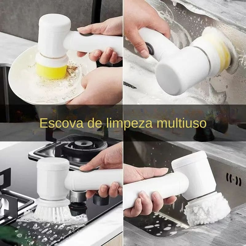 Escova de Limpeza Elétrica Multiuso Rotativa 5 em 1