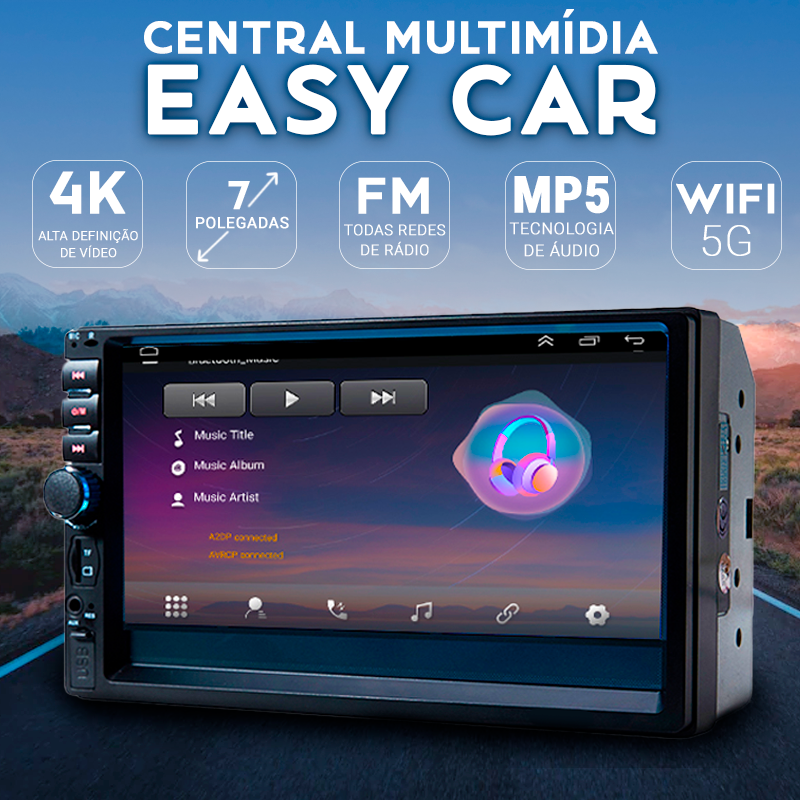 Central Multimídia Universal 7 Polegadas Wifi Gps Mp5 Bluetooth - EasyCar - Clique Certo Brasil